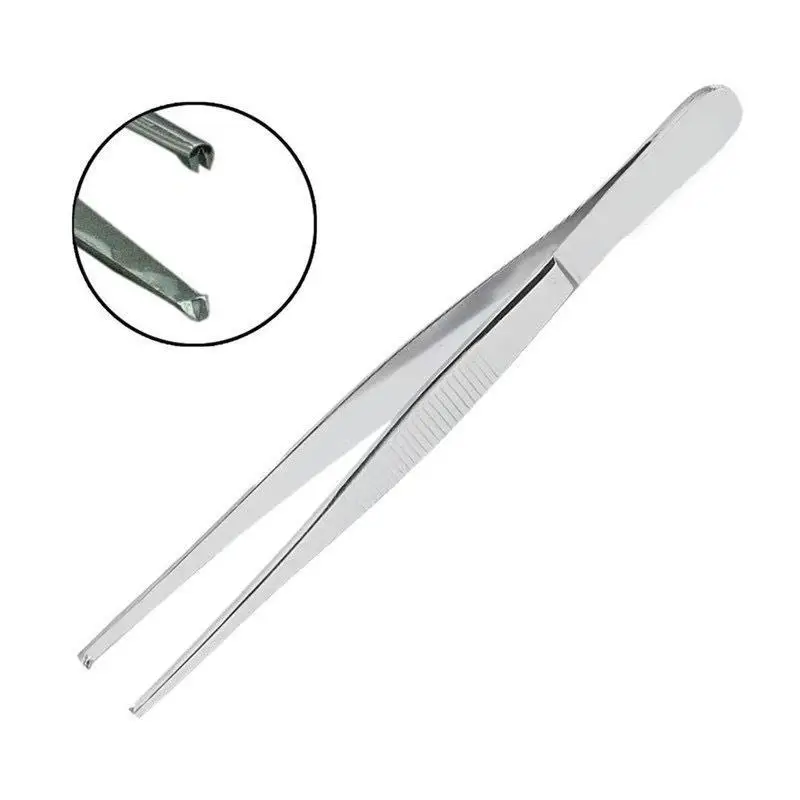 1Pcs Stainless Steel Toothed Tweezers Precise Grip 125/140mm Manipulate Silver Suturing Needle
