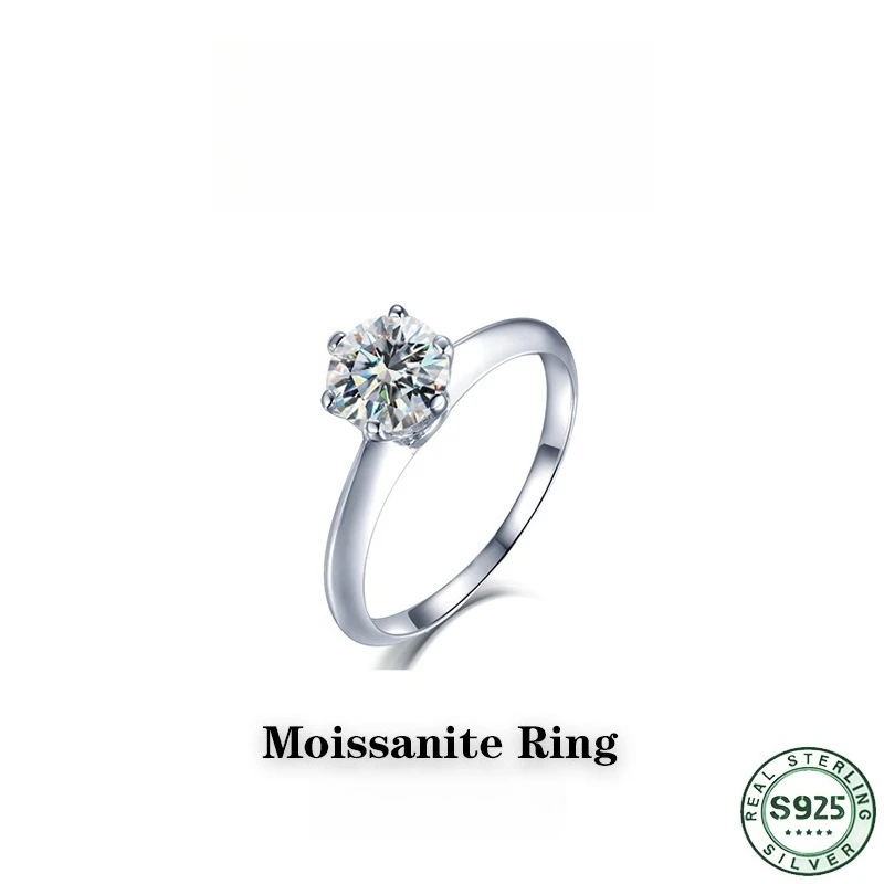 Hot selling 100% s925 sterling silver ring, classic six claw moissanite ring, fashionable and versatile ring, wedding jewelry