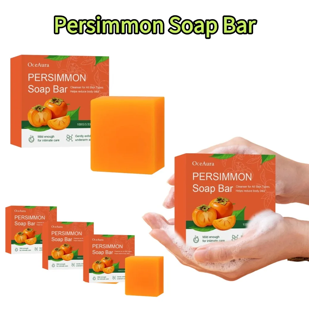 Handmade Persimmon Soap Bar Odor Eliminating Natural Body Wash Cleansing Gently Exfoliating Shower Brighter SkinCare Creams 100g