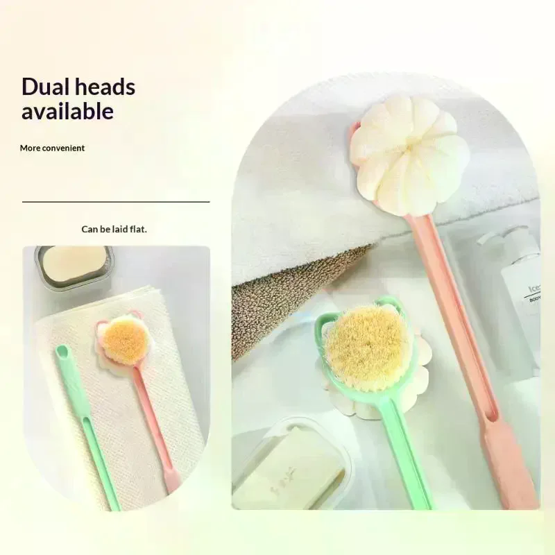 Double Sided Long Handle Shower Body Brush Soft Exfoliating Back Scrubber Skin Massage Tool