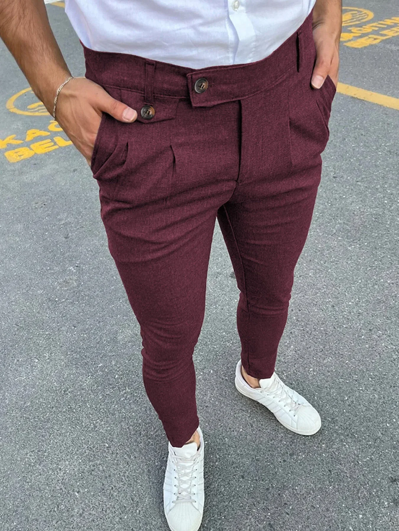 New Men's Casual Pants Fashion Solid Business Leisure Trousers Trend Cool Street Wear Office Pencil Pants Calas Masculinas