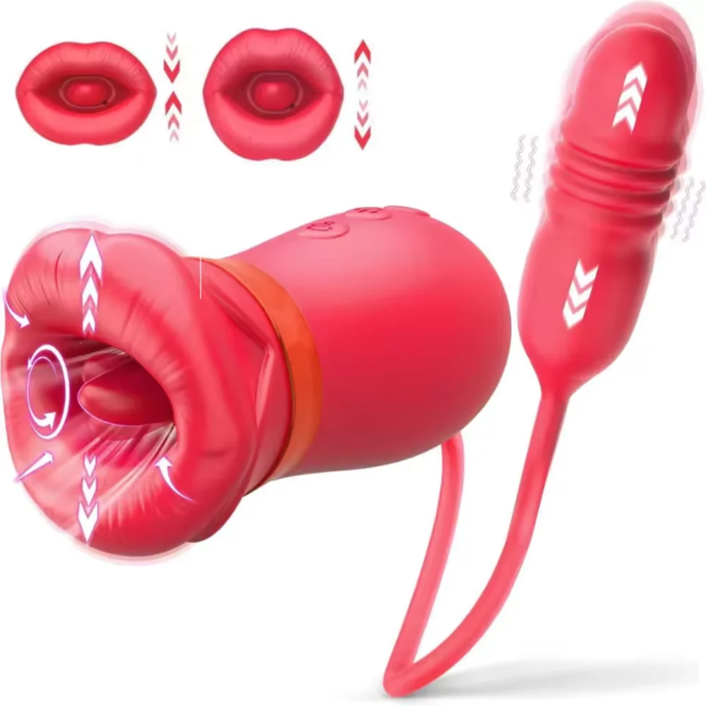 Thrusting G Spot Clitoral Stimulator Vibrator Female Masturbator Sucking Tongue Licking Oral Nipple Massage Sex Toy for Women