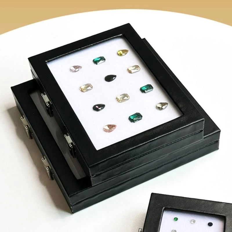 Y5GC Compact Jewelry Storage Box with Secure Clasp and Glass Viewing Lid for Display