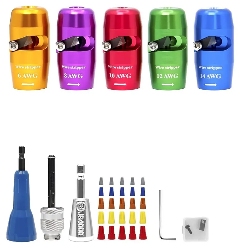 A32HOT-Wire Stripping For Drill, Wire Stripping Tool& Wire Twisting Connector Set, Wire Twister Tool For Drill 1Set
