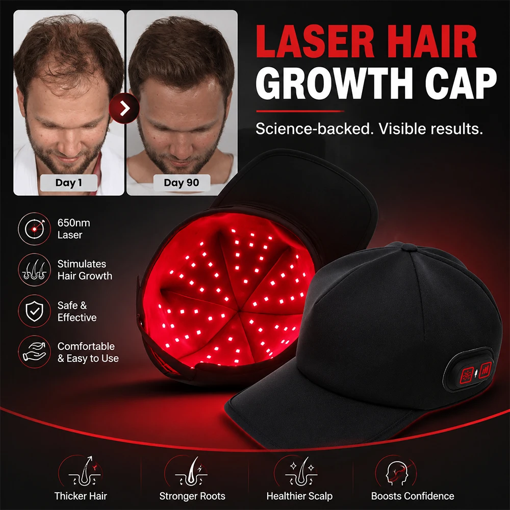 Red Light Therapy Cap LED Light Hair Care Hat Rechargeable Scalp Care Cap USB Portable Beauty Wellness Device