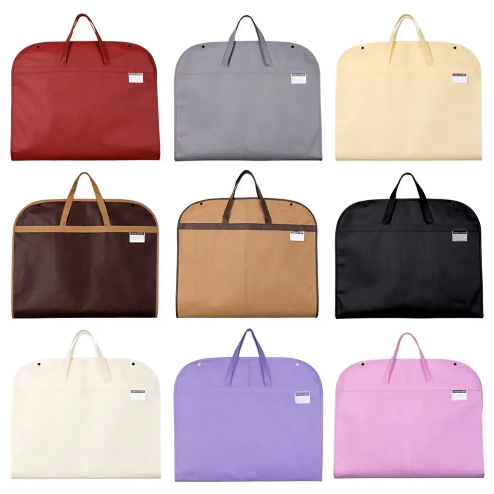 New Foldable Garment Bag Non-woven Solid Color Suit Storage Bag Portable Dress Jacket Protective Cover