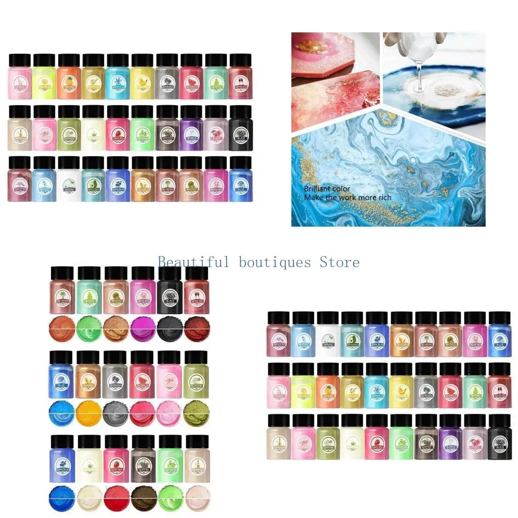 U4LF Pack of 30 Pearlescent Powder Bottles Epoxy Resin Dye Resin Pigment Coloring Dye
