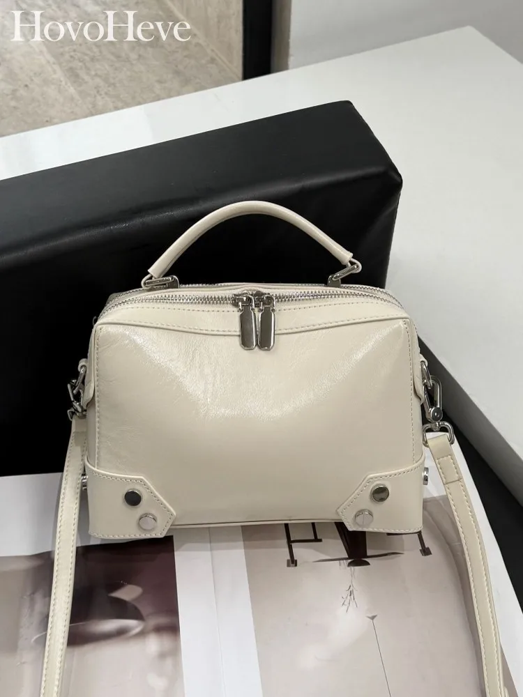 Ladies Vintage Genuine Leather Single Shoulder Versatile Casual Large Capacity Office Tote Handbag Messenger Bag Underarm Bag
