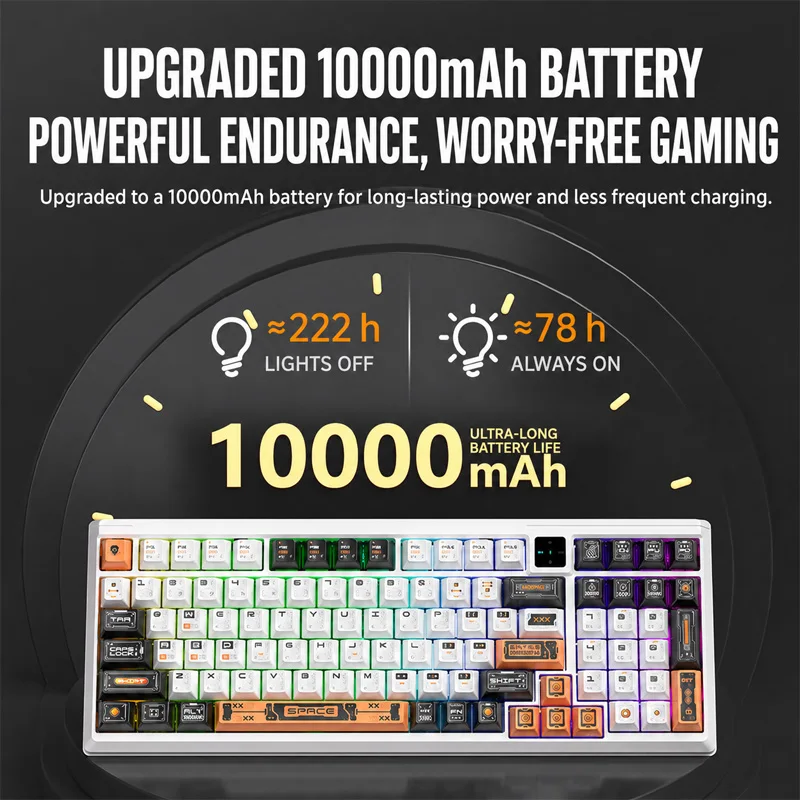 Langtu T98 Three-Mode Wireless Mechanical Keyboard, 98-Key Layout, Full-Key Hot-Swappable, Gasket Seven-Layer Noise Reduction, with Display Screen, Rgb Backlight, 10000Mah Large Battery, Gaming and Office Custom Keyboard
