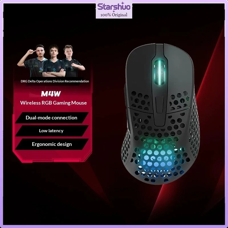 XTRFY M4W Black RGB Dual Mode Wireless Gaming Mouse Ultra Lightweight Low Latency Ergonomic Esports Mouse For FPS PC Laptop Game