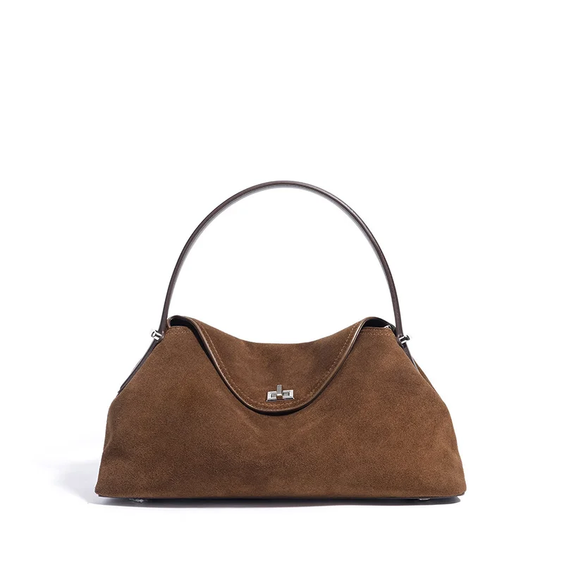 2026 New Women Vintage Trend Genuine Leather Handbag Lady Work Commute Versatile Shoulder Bag Female Matte Suede Crossbody Bags