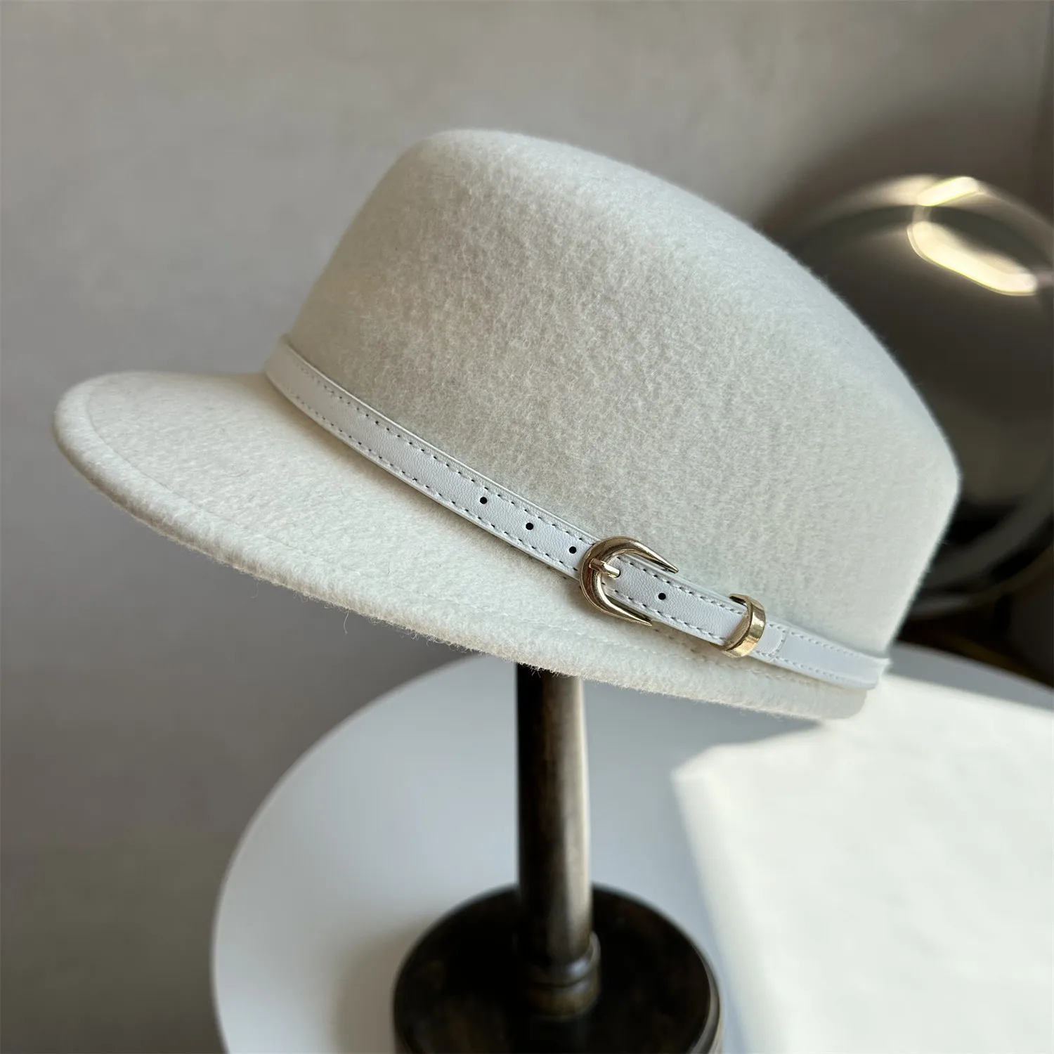 Adults 100% Wool Hard Molded Rider Hat Women Short Brim Equestrian Cap Solid Color Elegant Autumn Winter Headwear Outdoor