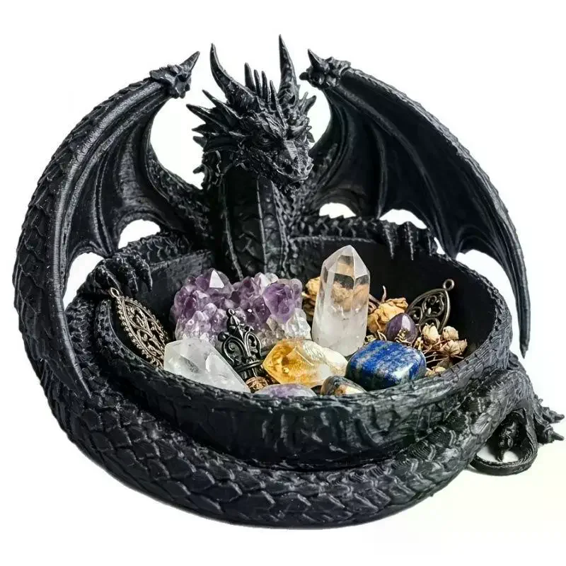 Dragon Shaped Storage Tray New 3D Plastic Gothic Fantasy: Crystal Display Desktop Decor Ornament Organizer
