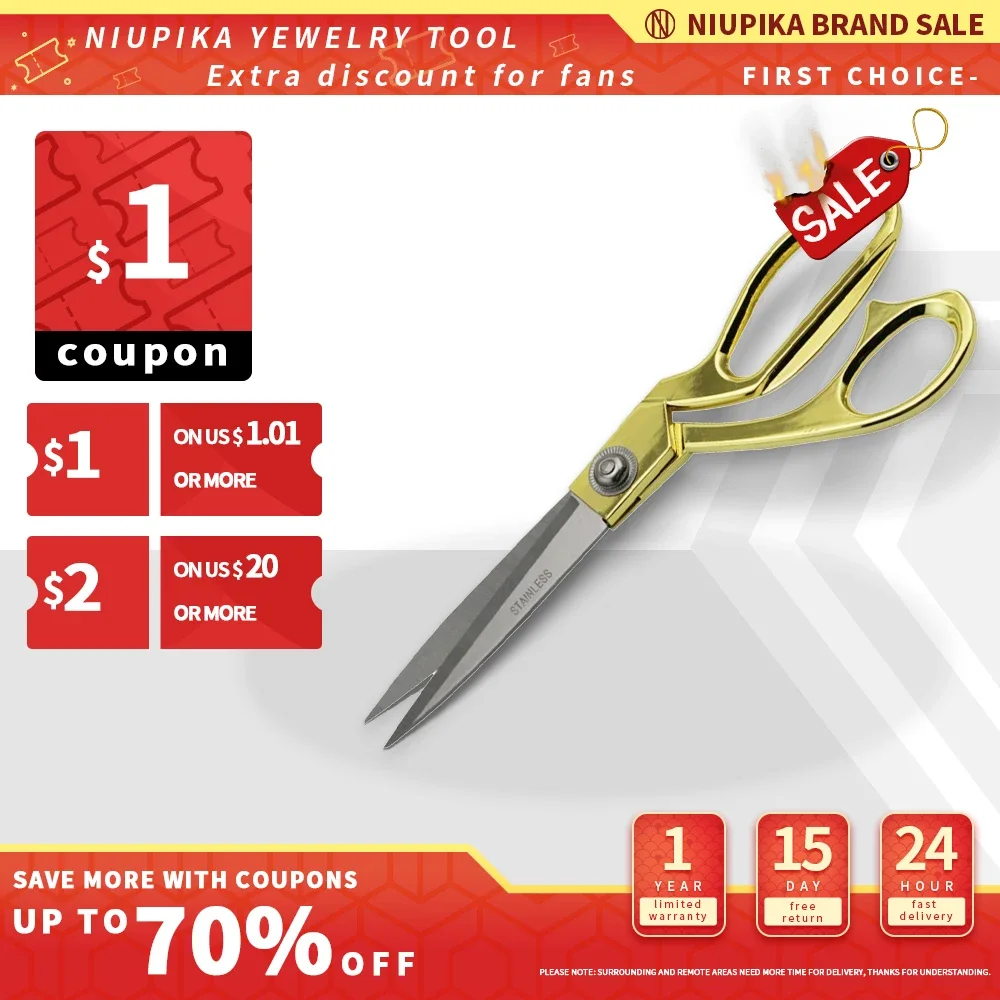9.5 Inch Gold Handle Stainless Steel Scissors for Tailor Dressmaking Shears Sewing Clothes Tool Fabric Craft Cutting Textile