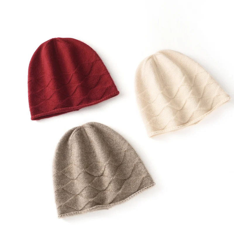 100% Pure Cashmere Hat Versatile For Autumn And Winter Warm And Thick Knitted Beanie Ear Protection Woolen Hat For Travel