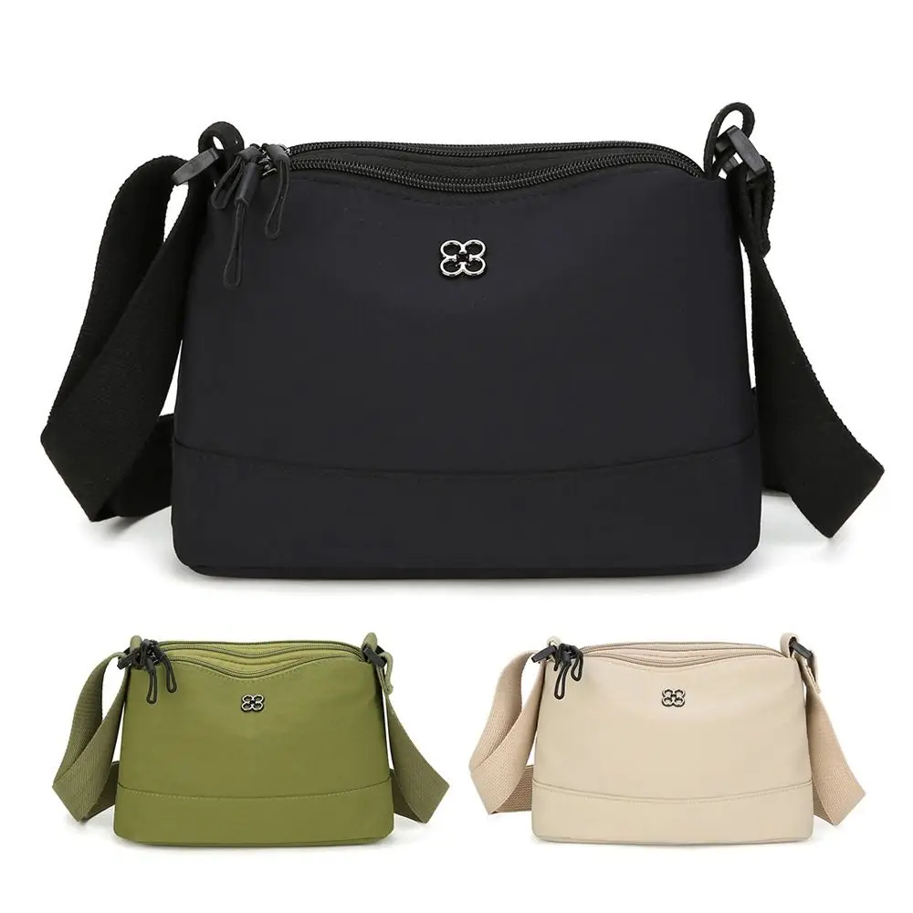 New Soft Nylon Cloth Women Shoulder Bag Multiple Pockets Casual Style Handbag Solid Color Tote Bag Student