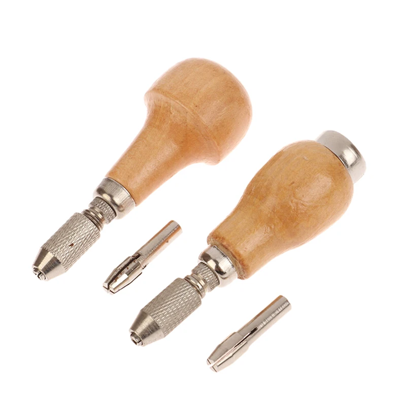 (.) DIY Jewelry Tools Jewelers Pin Vise Vice Wooden Handle With 2 Chuck Twisting Wire Wrapping Drill Tool Kit