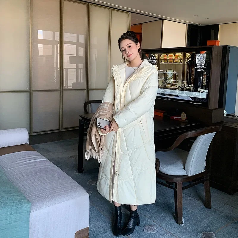 Korean Style Oversized Mid-Length Thickened Women's Cotton Jacket Coat Over-Knee Winter New Arrival High End Cotton Outerwear