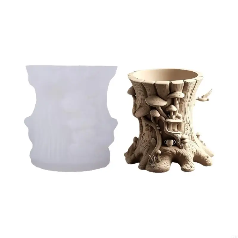 Flexible Silicone Stump Planter Mold For Resin Casting Jewelry Organiser And Plant Pots Crafting Tool
