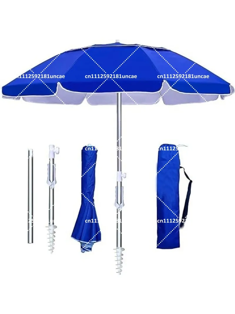 Portable Travel Beach Umbrella with Three Section Telescopic Pole and Sand Anchor for Outdoor Sunshade