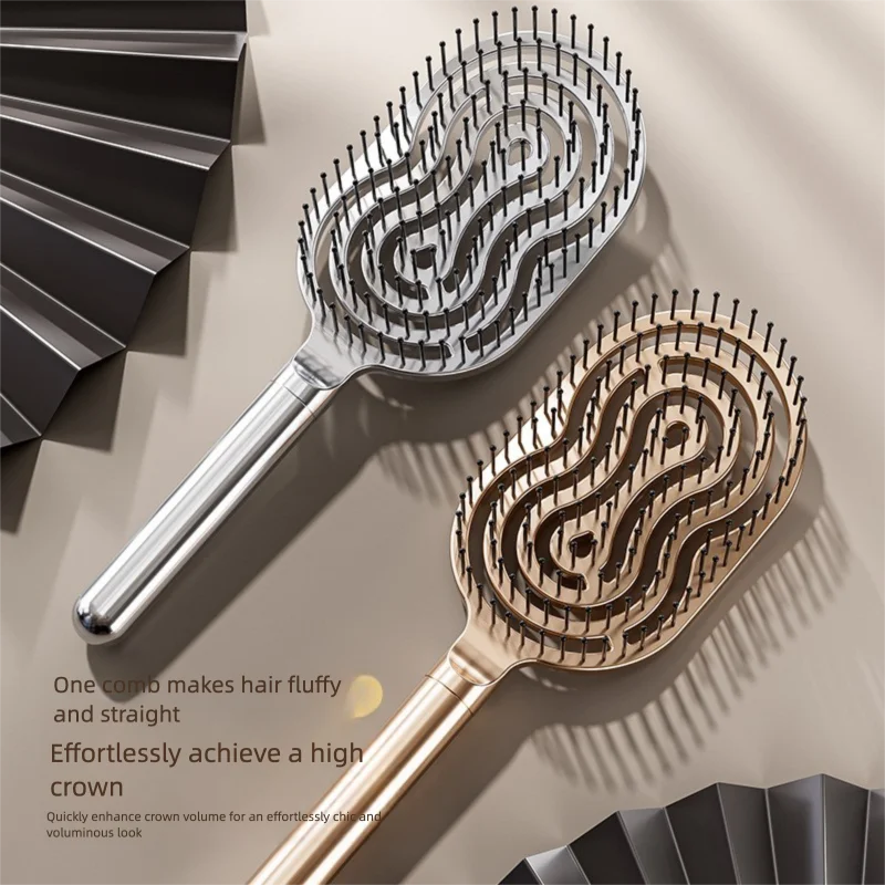 Anti-static Hollowed-out Comb for Women High-end Home Use Fluffy High Skull Top Rib Comb Stylish Hairdressing Tool