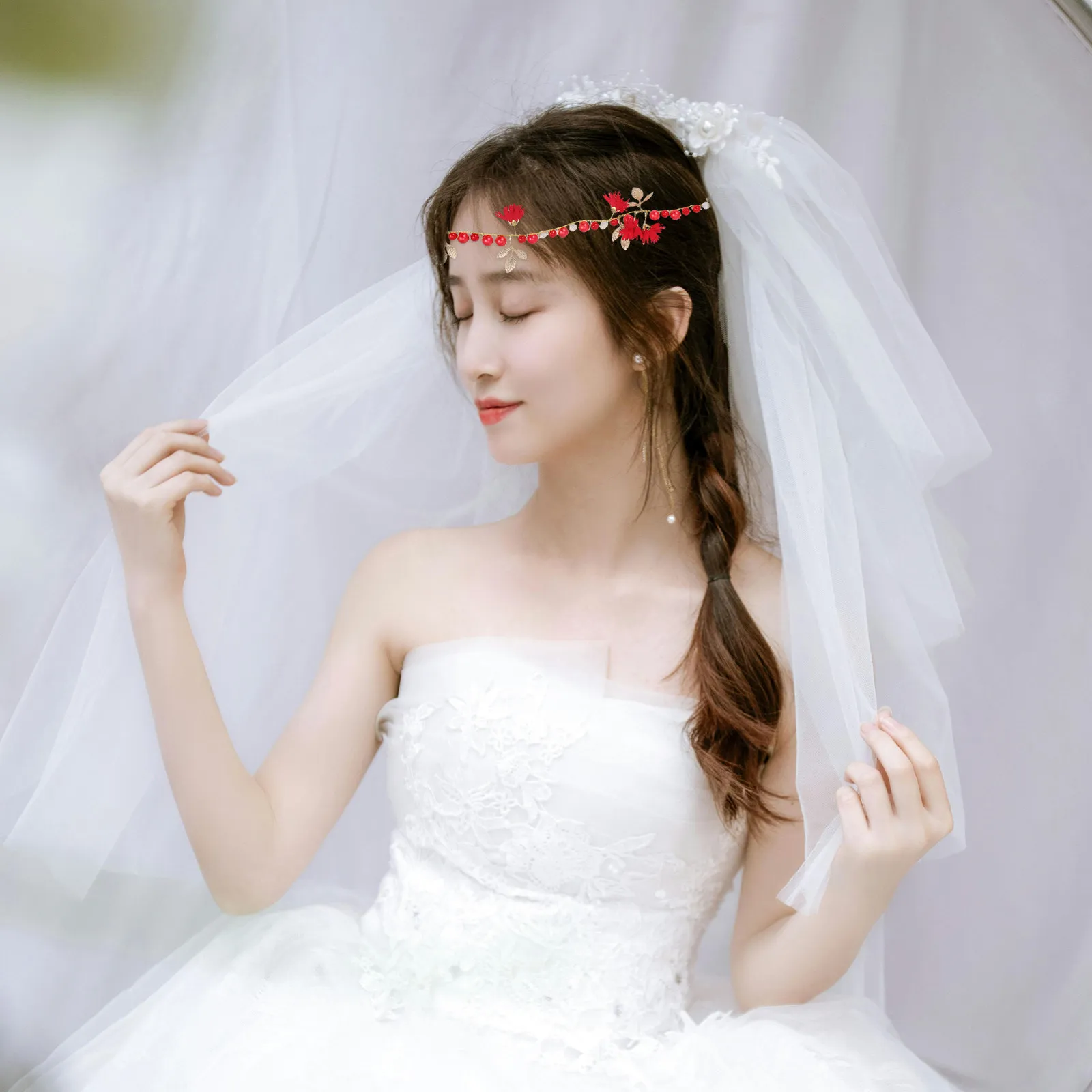 Sparkly Rhinestone Fake Pearl Bridal Headband Wedding Headpiece Hair Vine for Bridesmaids Bride Wedding Accessories