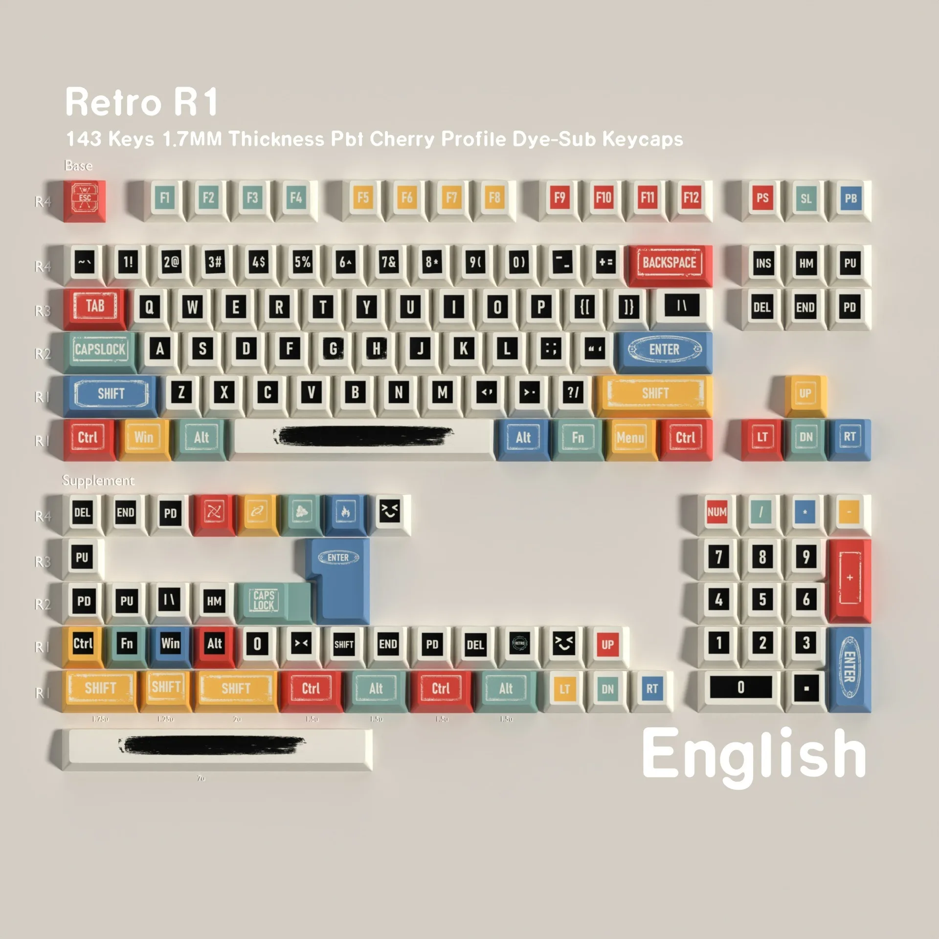 Retro Mechanical Keyboard keycaps Cherry Profile PBT Keycap Spanish French Korean German Key Caps ISO Enter 7U space custom DIY