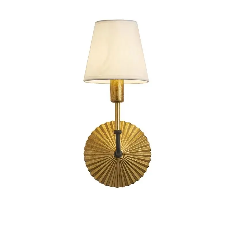 Vintage Industrial Wall Sconce Single Head Handwoven Linen Shade Bedside Lamp for Hotel Corridor Hygge Reading Nook E14 Bulb