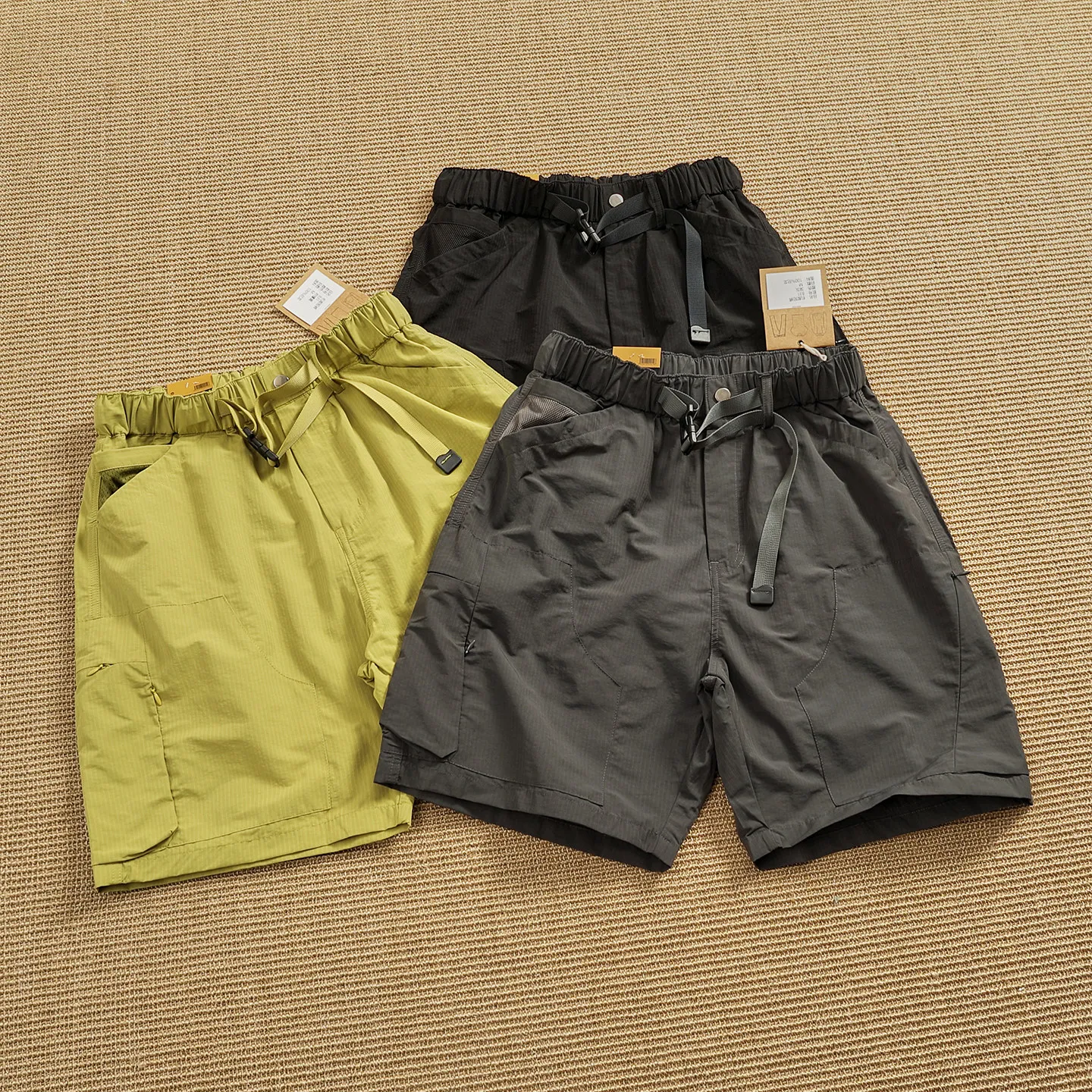 2026 Summer New American Retro Mesh Lining Quick-drying Cargo Shorts Men's Fashion Loose Multi-pocket Casual 5-point Pants
