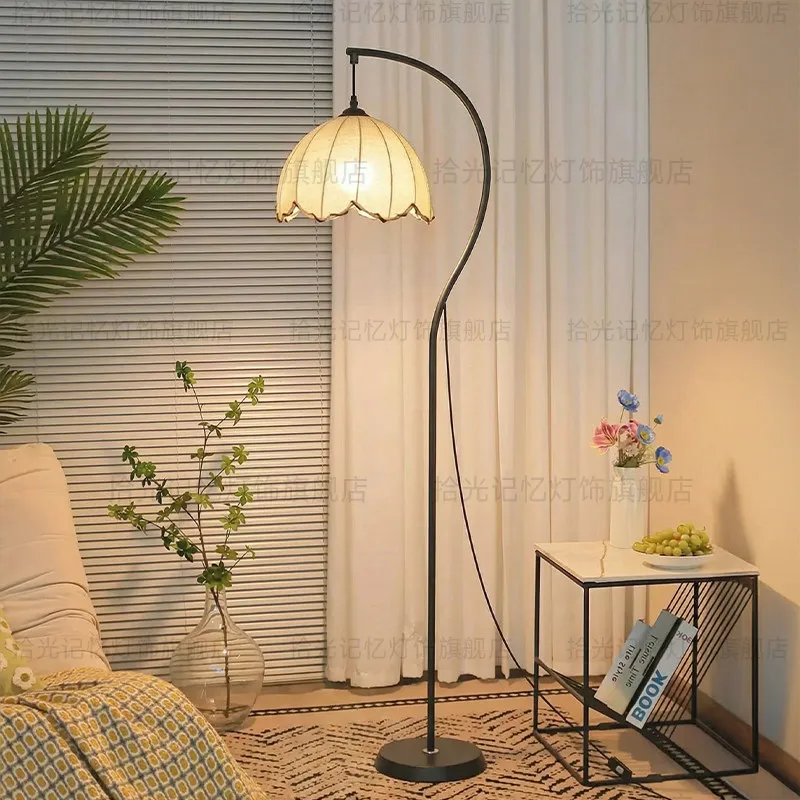 Japanese Style Wabi Sabi Floor Lamps Cloth Art Lampshade LED Living Room Bedroom Dining Hall Study Cosy Atmosphere Decor Lights