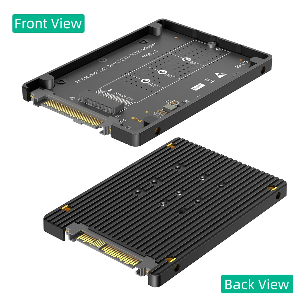 M.2 NVMe M-Key to U.2 SFF-8639 Adapter With Plastic Enclose, M2 NVMe SSD to 2.5 U.2 Converter