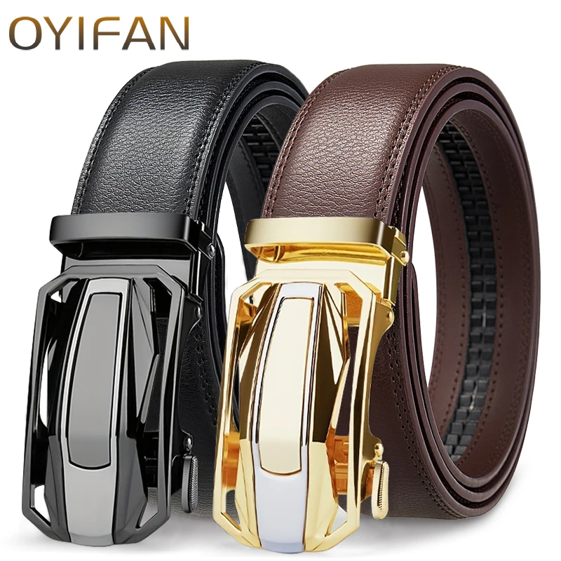 2025 Leather Men's 3.5cm Belt with High Quality Alloy Automatic Buckle Unisex Classic Business Belts for Jeans