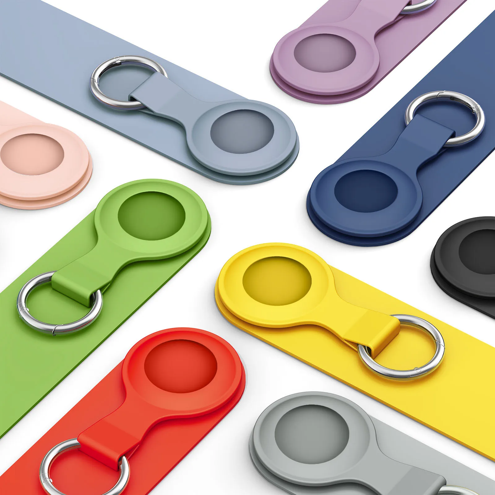 For Apple Airtags Case Silicone Keychain Protective Cover For Apple Airtag Air Tag Tracker Locator Device Anti-lost Bumper Shell