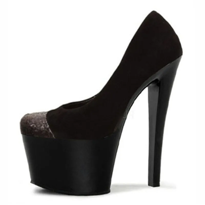 new European and American sexy stiletto stiletto 17CM platform shoes, transparent and fashionable single shoes