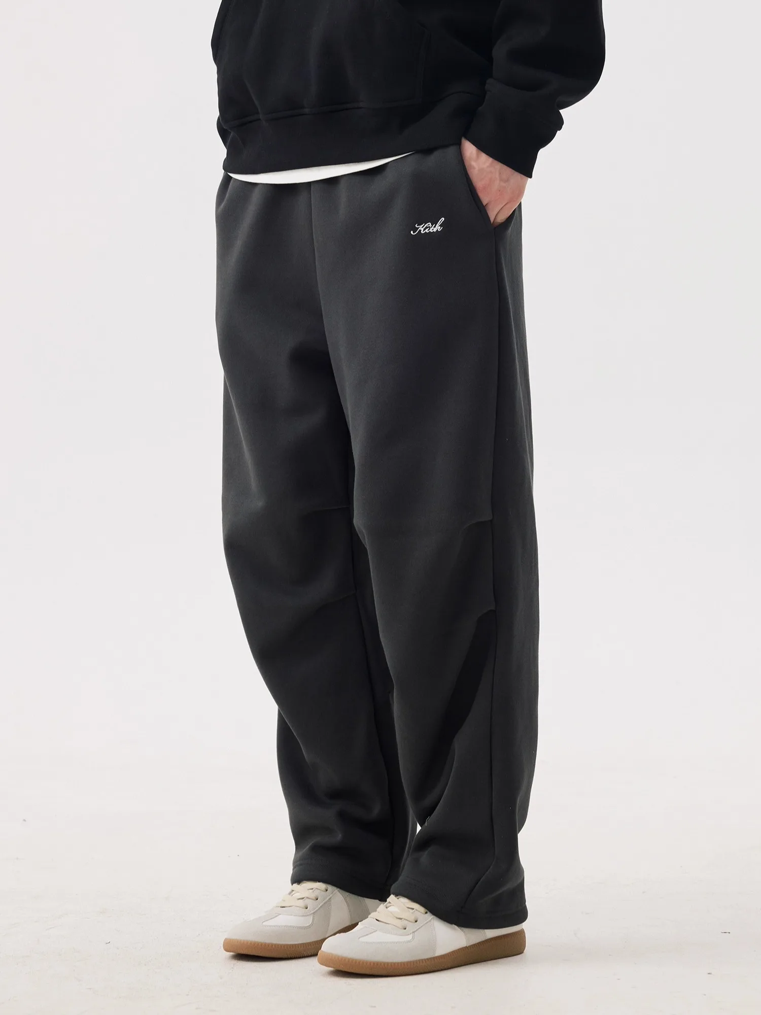 KITH Men's Fleece Lined Casual Cargo Pants American Style Paratrooper Straight Leg Sweatpants Sport Long Trousers