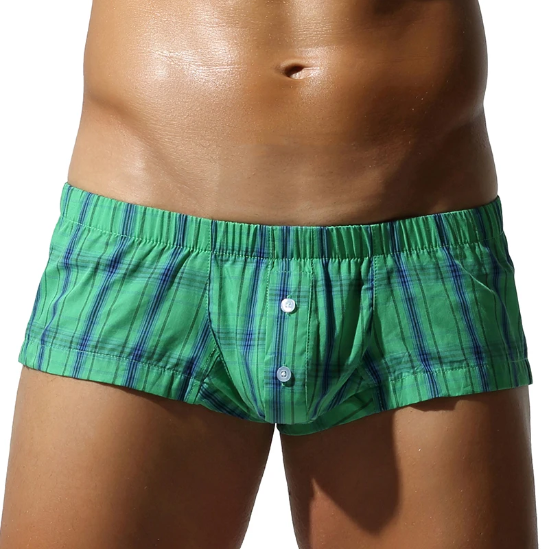 Men's underwear, Aro pants, pajamas, home wear, pure cotton, button opening, low waist style, sexy casual flat leg shorts