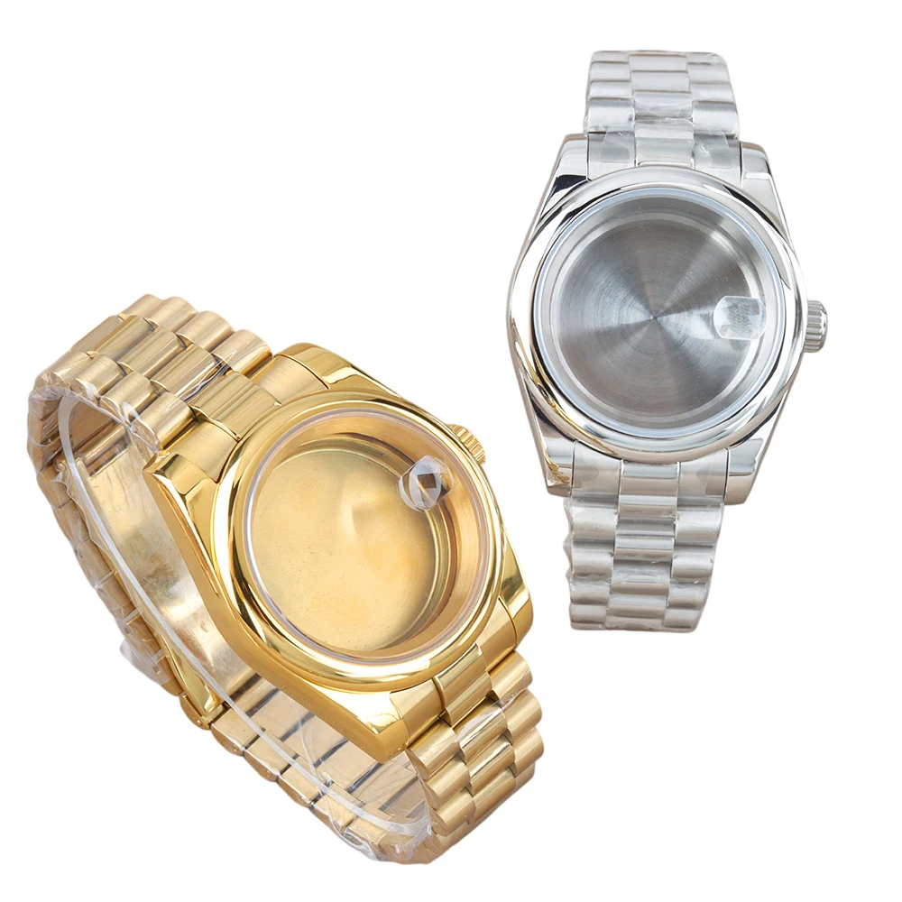 36mm 39mm NH35 Watch Case Waterproof For Seiko Datejust NH35 NH36 Movement 28.5mm Dial Stainless Steel Presidential Bracelet