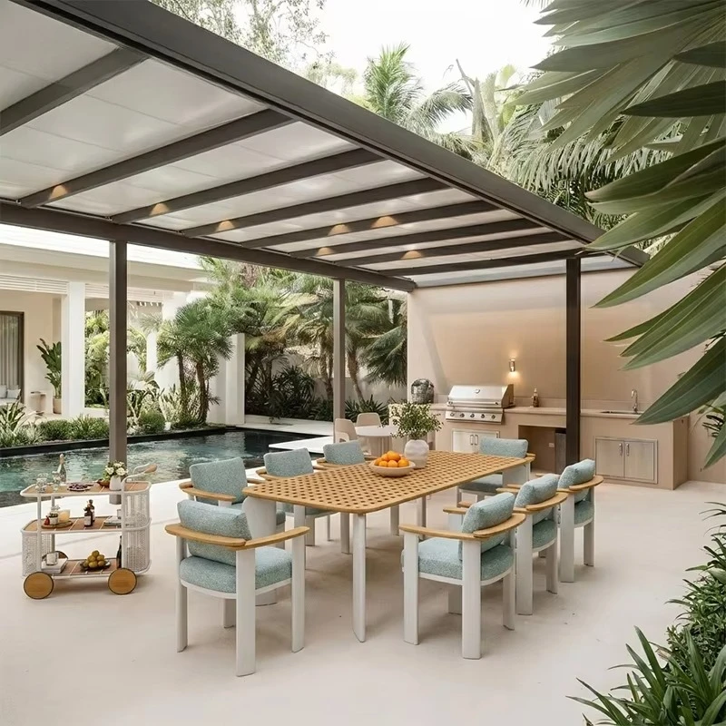 Luxury Villa Aluminum Dining Furniture Set Hotel Outdoor Table and Chair Modern Resort Dining Garden Set Outdoor Furniture Set
