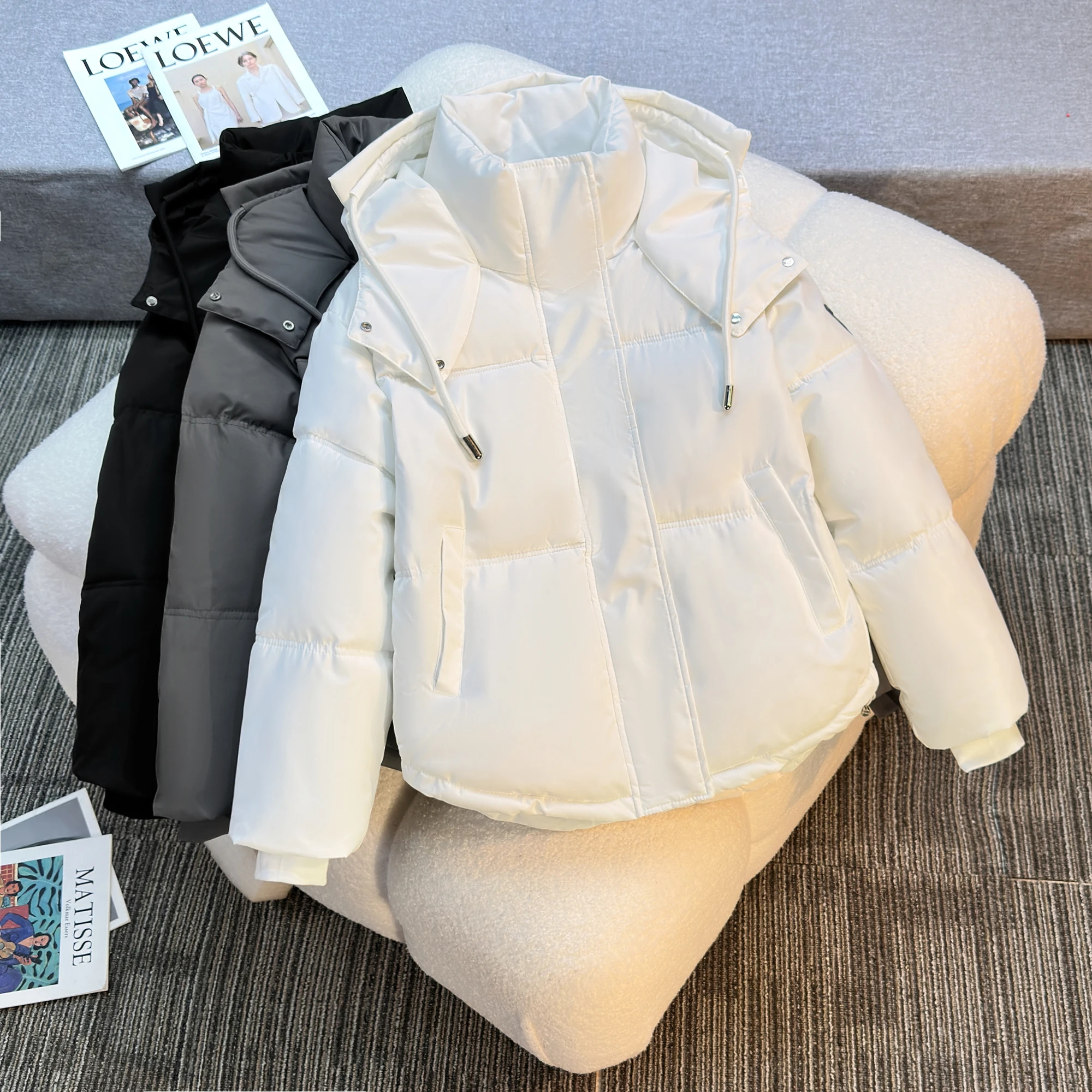 New Women Winter Padded Parkas Jacket 2026 Female Hooded Solid Long Sleeve Warm Jackets Coat Casual Thick Outwear Clothing