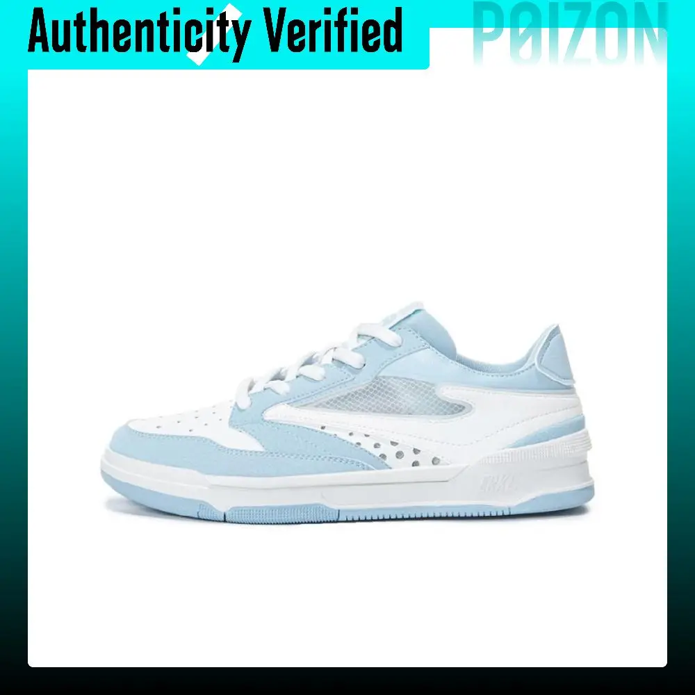 Erke Comfortable Slip Resistant Abrasion Resistant Low top Skateboard Shoes Men's White Blue 11124201034/