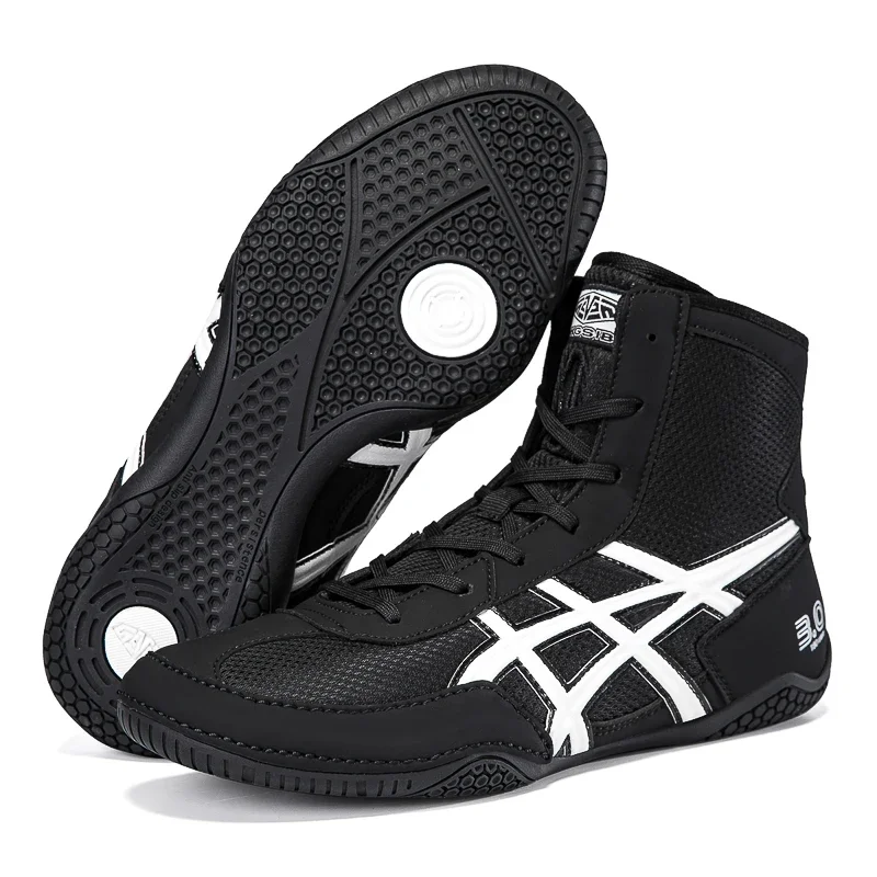 2026 Lightweight Wrestling Shoes For Men Professional Boxing Training Sneakers Large Size Black White Gym Outdoor Sports