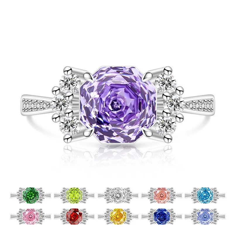Light Luxury Sweet 925 Sterling Silver Rose Cut High Carbon Diamond Candy Design Sense Women's Ring Jewelry