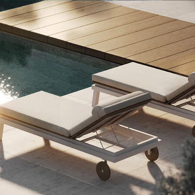 Sun Lounger Cushion Sun Loungers for Pool Side Metal Beach Swimming Pool Garden Outdoor Reclining Chair Hotel Courtyard Modern