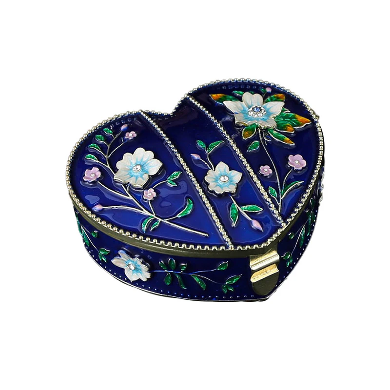 Enamel Heart Flower Jewelry Box Trinket Box Home Decorations Gifts Storage Organizer for Valuable Accessories Holiday Gift