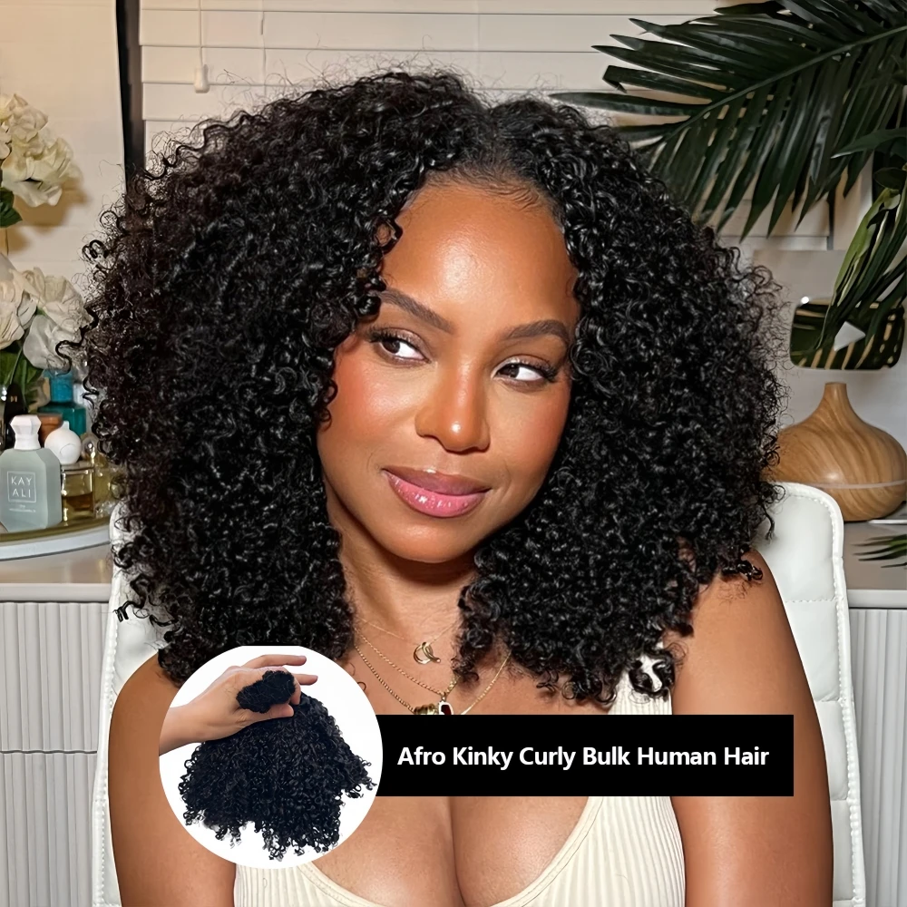 100% Human Hair For Bohemian Braids Small Spirals Curly Knotless Bundles Bulk Human Hair Extensions No Weft Hair Bulk Human Hair