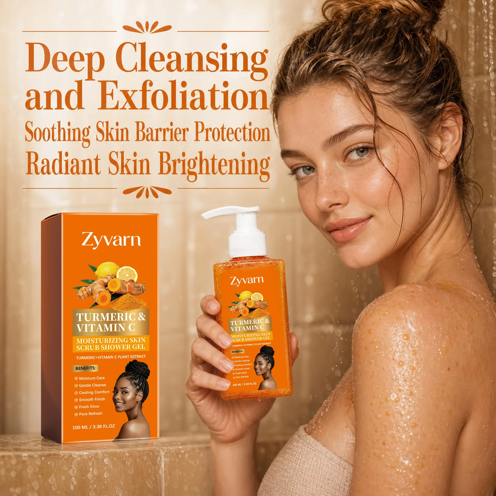 Turmeric Body Wash Deep Cleansing Smoothing Skin Care Remove Stubborn Odors Moisturizing Nourishing Vitamin C Body Wash 100ml