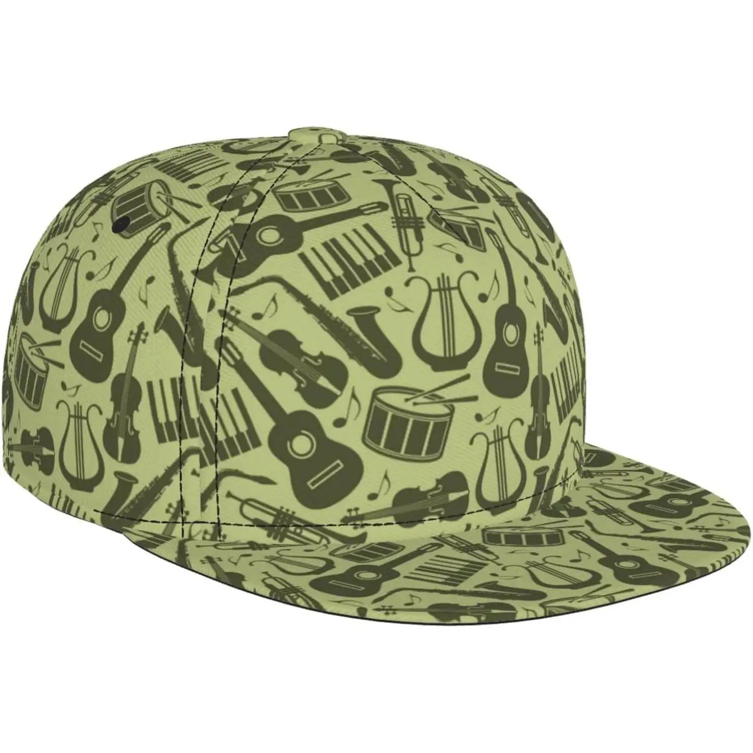 Vintage Music Instruments Print Baseball Cap for Men Women Adjustable Trucker Hat Snapback Sun Dad Cap Lightweight Unisex
