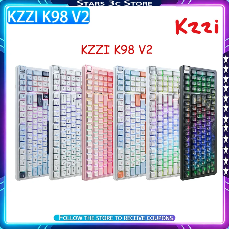 KZZI K98V2 Mechanical Keyboard with Multi-function Knob Long Endurance Hot Swappable RGB Gaming Keyboard Office Accessory