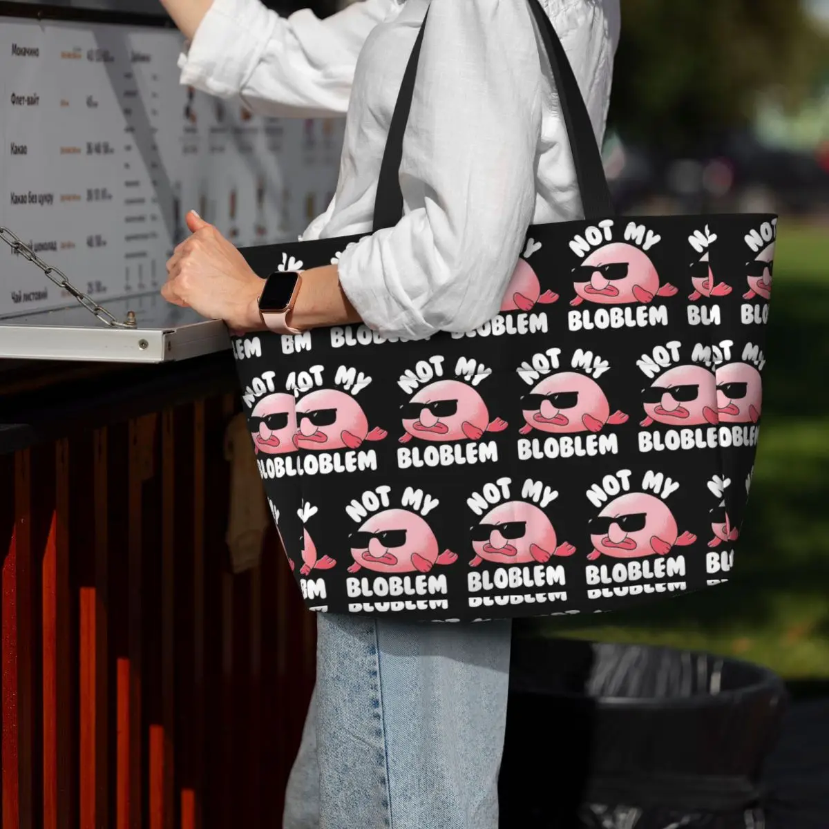 Blobfish Not My Bloblem Not My Problem Beach Tote Bag Sport Gym Yoga Duffle Large Tote Bag Women Travel Bag Fitness bag