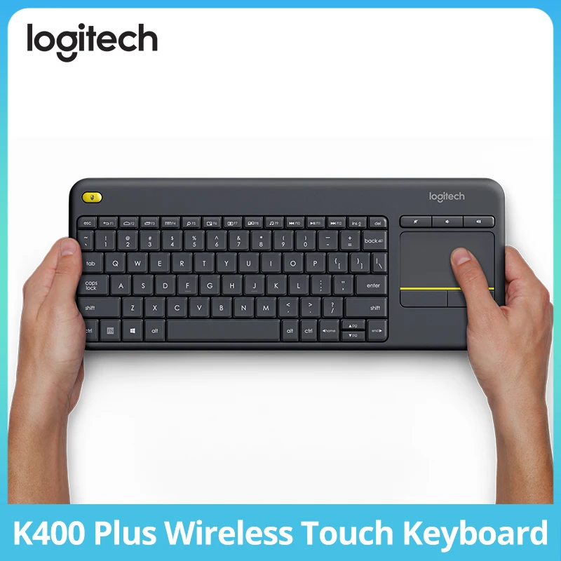 Logitech K400 Plus Wireless Touch Keyboard Builtin Touchpad Multimedia Hotkeys 2.4G Wireless HTPC Keyboard for Smart TV PC
